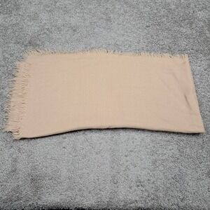 Tan Pashmina Wrap Scarf with Fringe Trim Beige Oversized Shawl 22x46